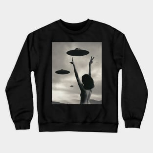 Woman Peace UFO "Good Vibes" Art by Cult Class Crewneck Sweatshirt